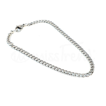 Pulseira masculina fina prateada em aço 