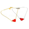 Pulseira com coração vermelho em aço 