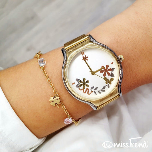 Relógio blossom dourado em aço