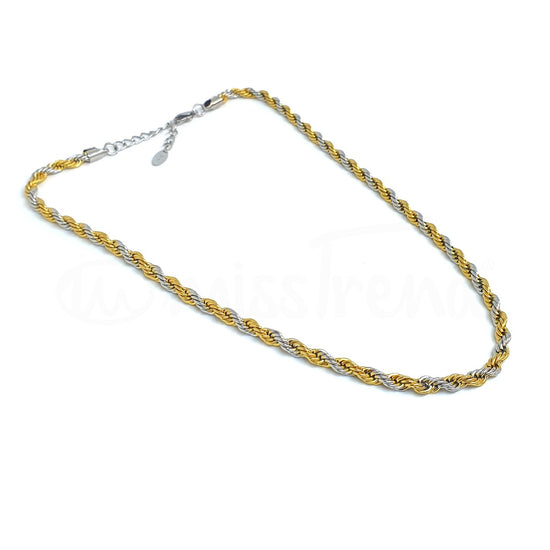 Colar Spinosa em aço dourado prata