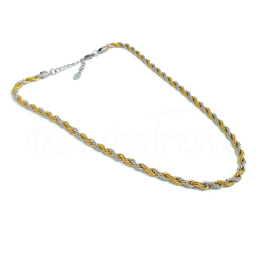 Colar Spinosa em aço dourado prata