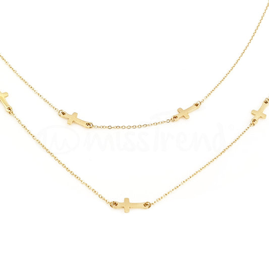 Colar Nirvana em aço com duas tiras dourado