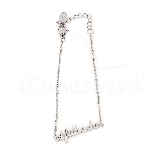 Pulseira afilhada em aço prateada