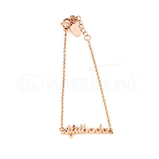 Pulseira afilhada em aço  rosa gold