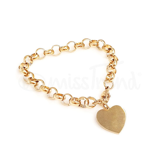 Pulseira corrente com coração em dourado