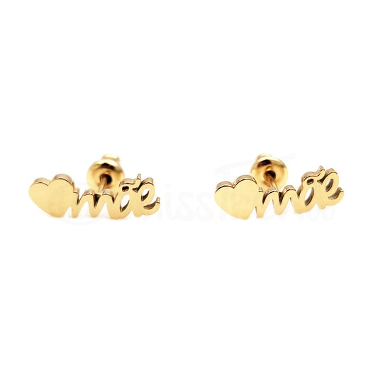 Brincos mãe Coraçon em aço dourado