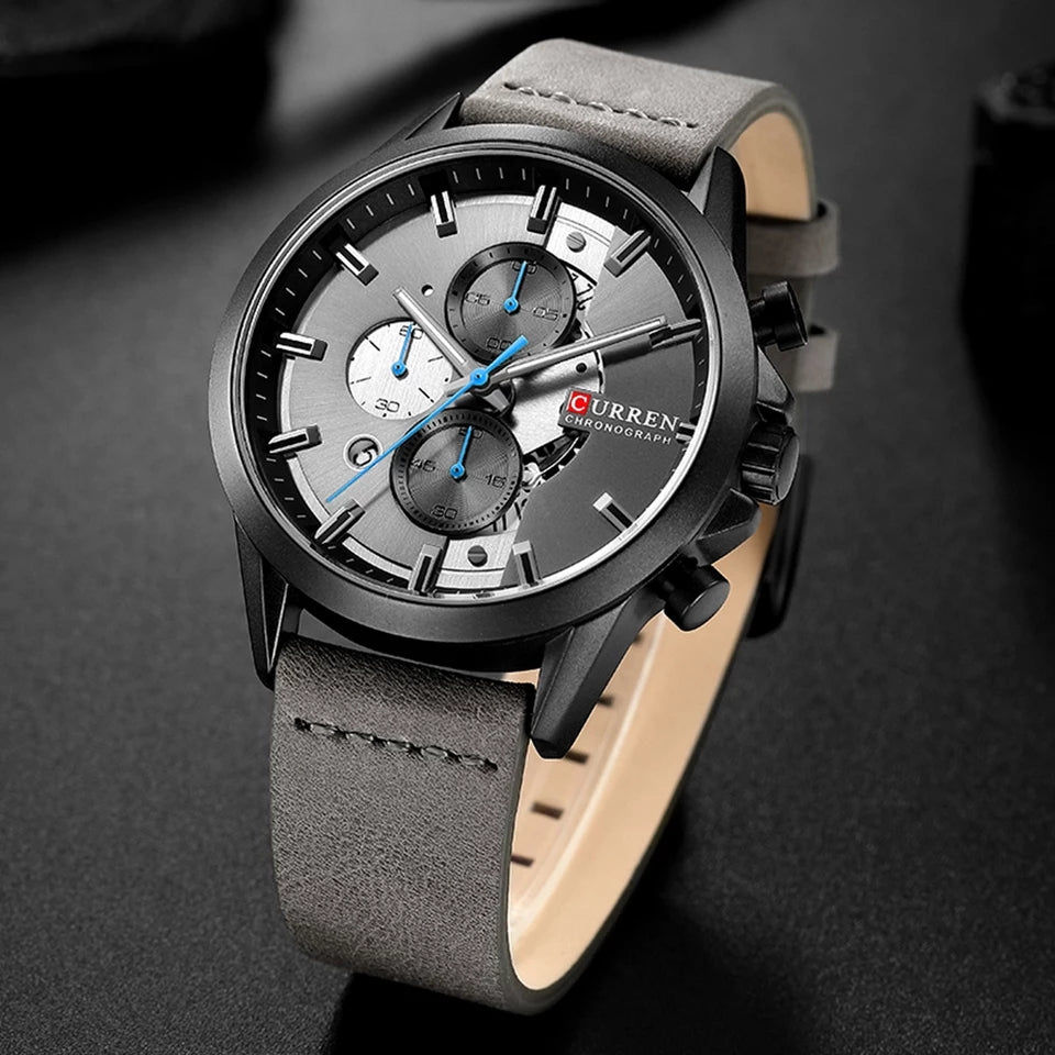 relogio curren leather masculino 