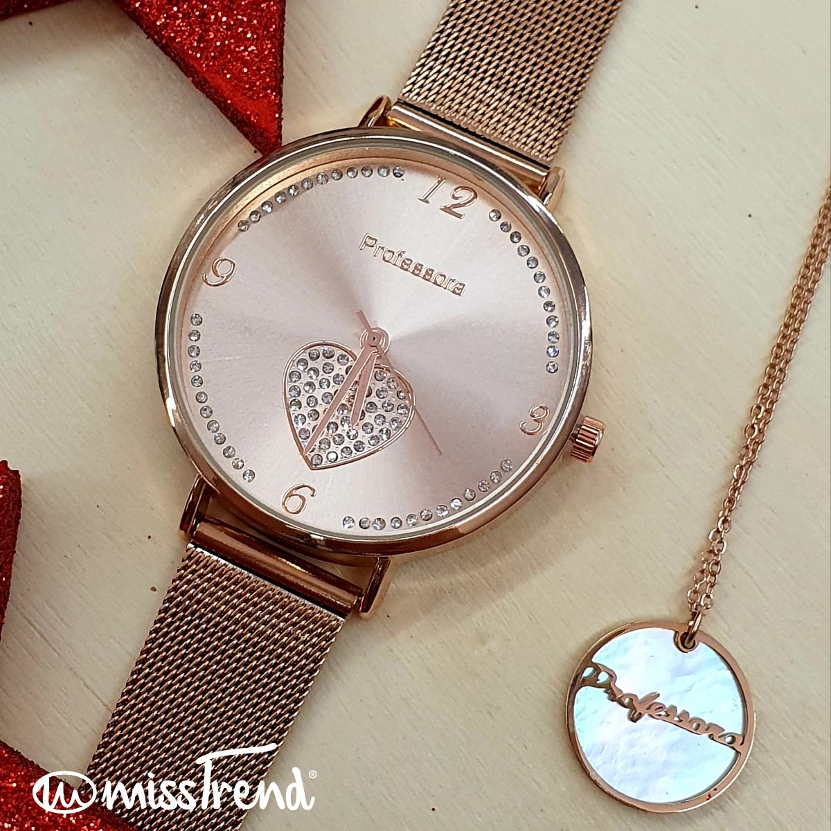 Relogio feminino exclusivo professora rosa gold em aço