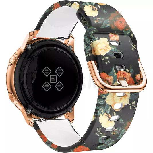 Bracelete em silicone 20mm com flores