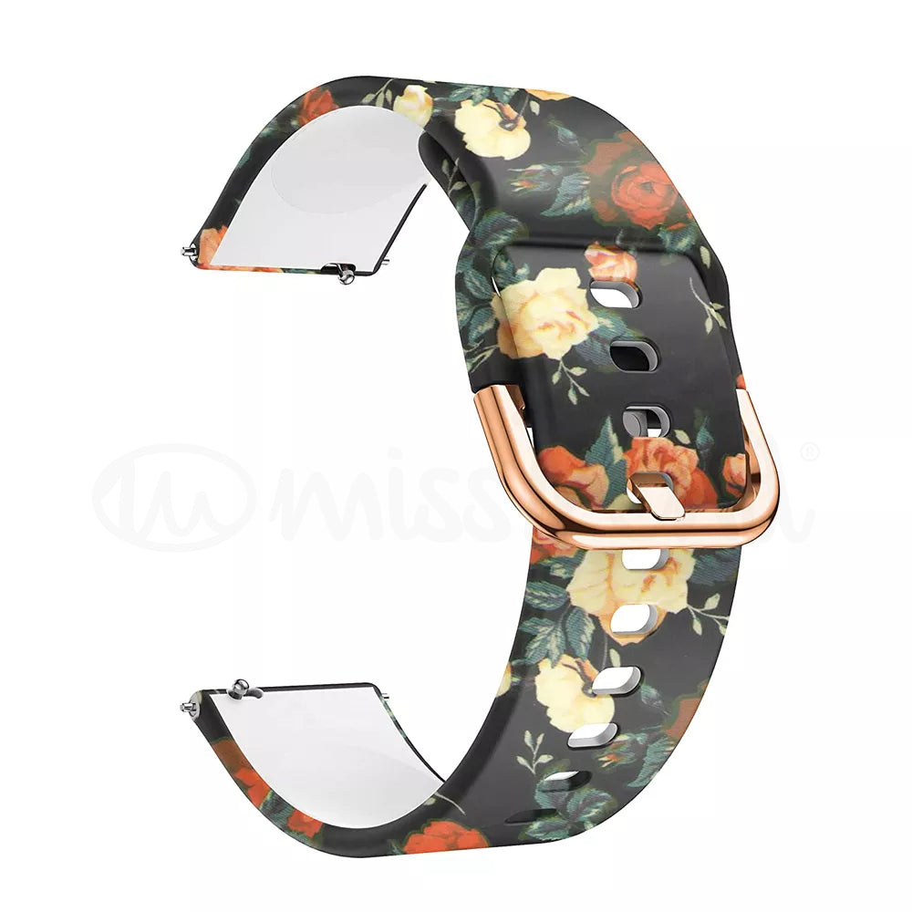 Bracelete em silicone 20mm com flores