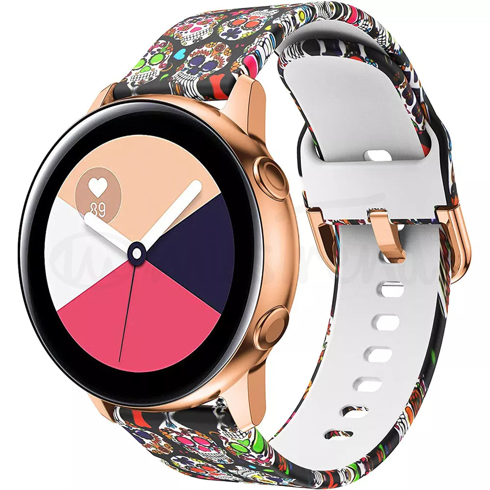 Bracelete em silicone 20mm com caveiras