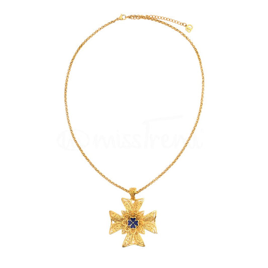 Colar Cruz de Malta em Banho de Ouro