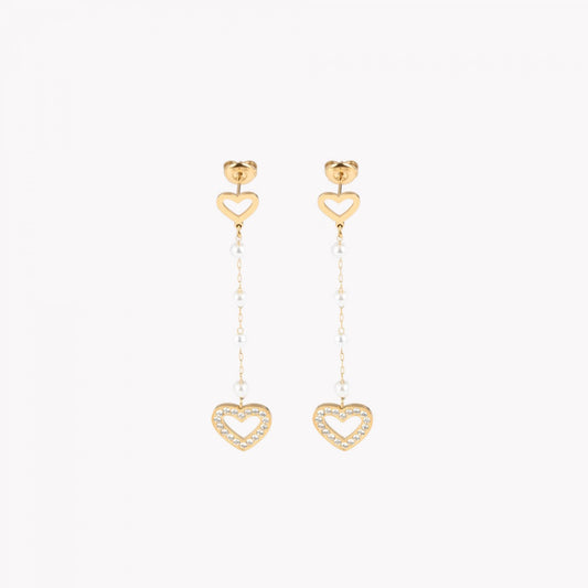 Brincos Diamond Heart c/Zircônias em Aço