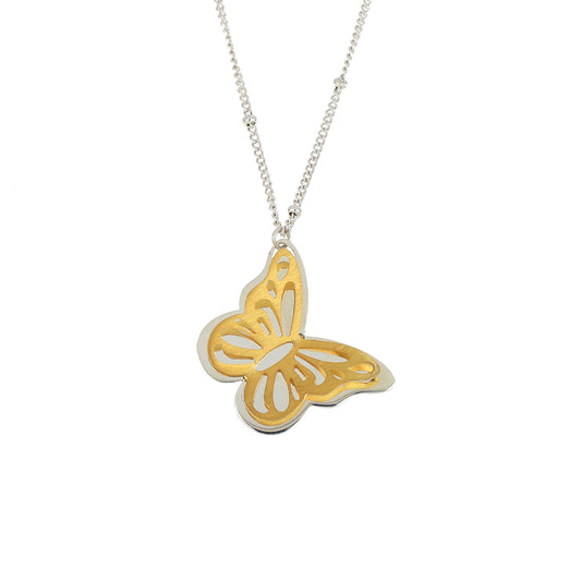 Colar Borboleta 3D em Prata S925