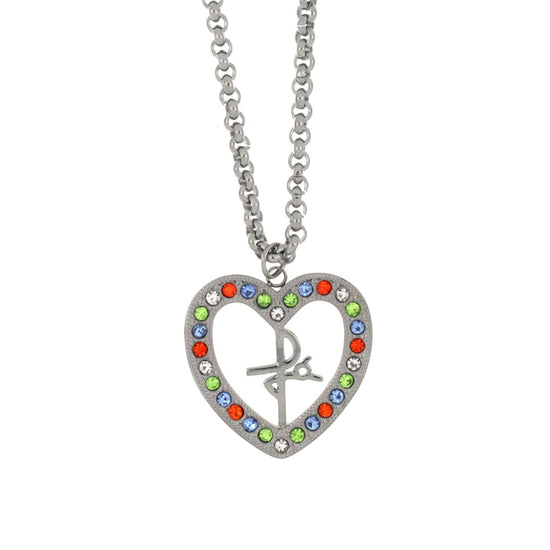 Colar Multicolor Heart Fé em Aço