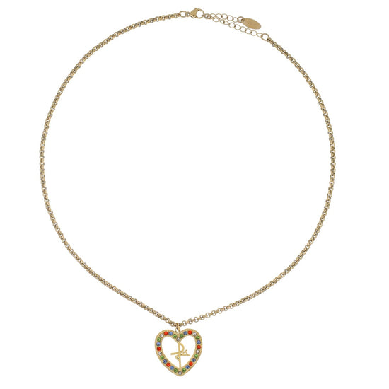 Colar Multicolor Heart Fé em Aço