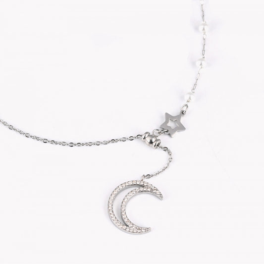 Colar Diamond Moon c/ Zircônias em Aço