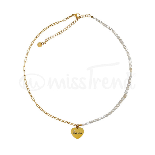 Colar Madrinha Duo Dourado em Aço