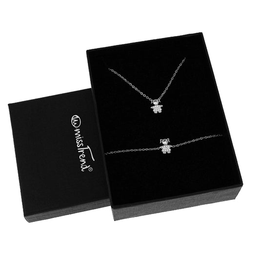 Conjunto Colar + Pulseira com Pendente Meninas/Meninos c/Zircônias