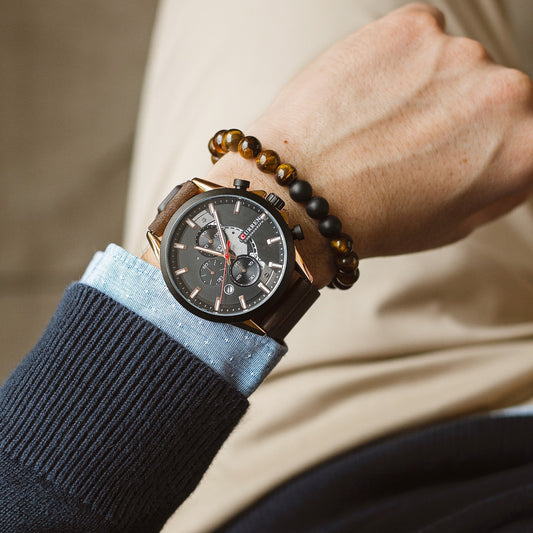 relogio curren leather masculino cinza em camurça
