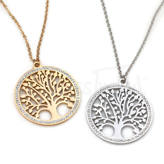 Colar árvore da vida em aço dourado