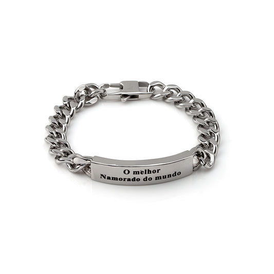 Pulseira O Melhor Namorado do Mundo em Aço