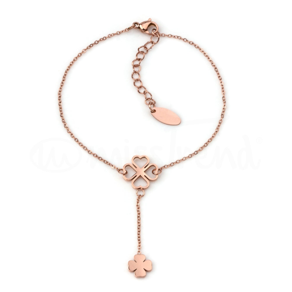 Pulseira clover em aço rosa gold