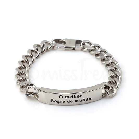 Pulseira melhor sogro do mundo em aço