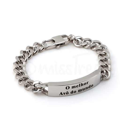 Pulseira melhor avô do mundo em aço