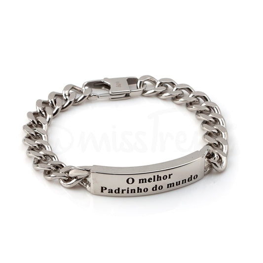 Pulseira melhor padrinho do mundo em aço