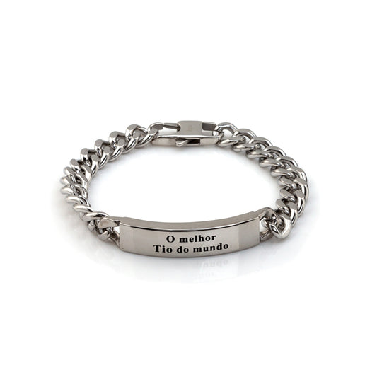Pulseira O Melhor Tio do Mundo em Aço
