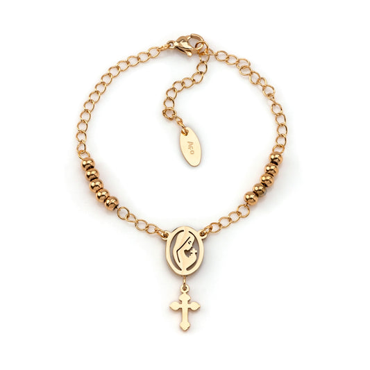 Pulseira Nossa Senhora c/Cruz em Aço