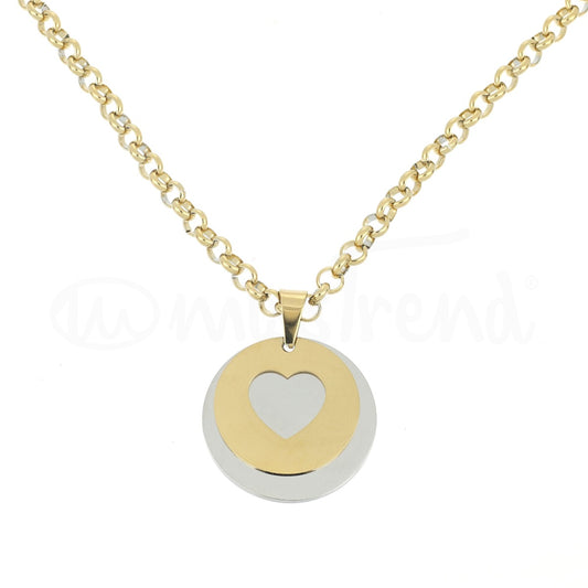 Colar devotion em aço dourado e prateado