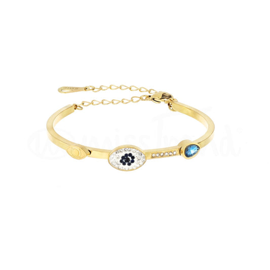 Pulseira olho turco dourado em aço