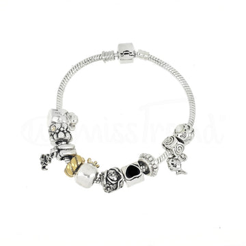 Pulseira com 9 contas aleatórias em Aço