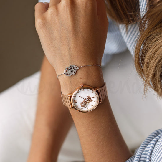 Relógio Coração de viana lux em aço rosa gold
