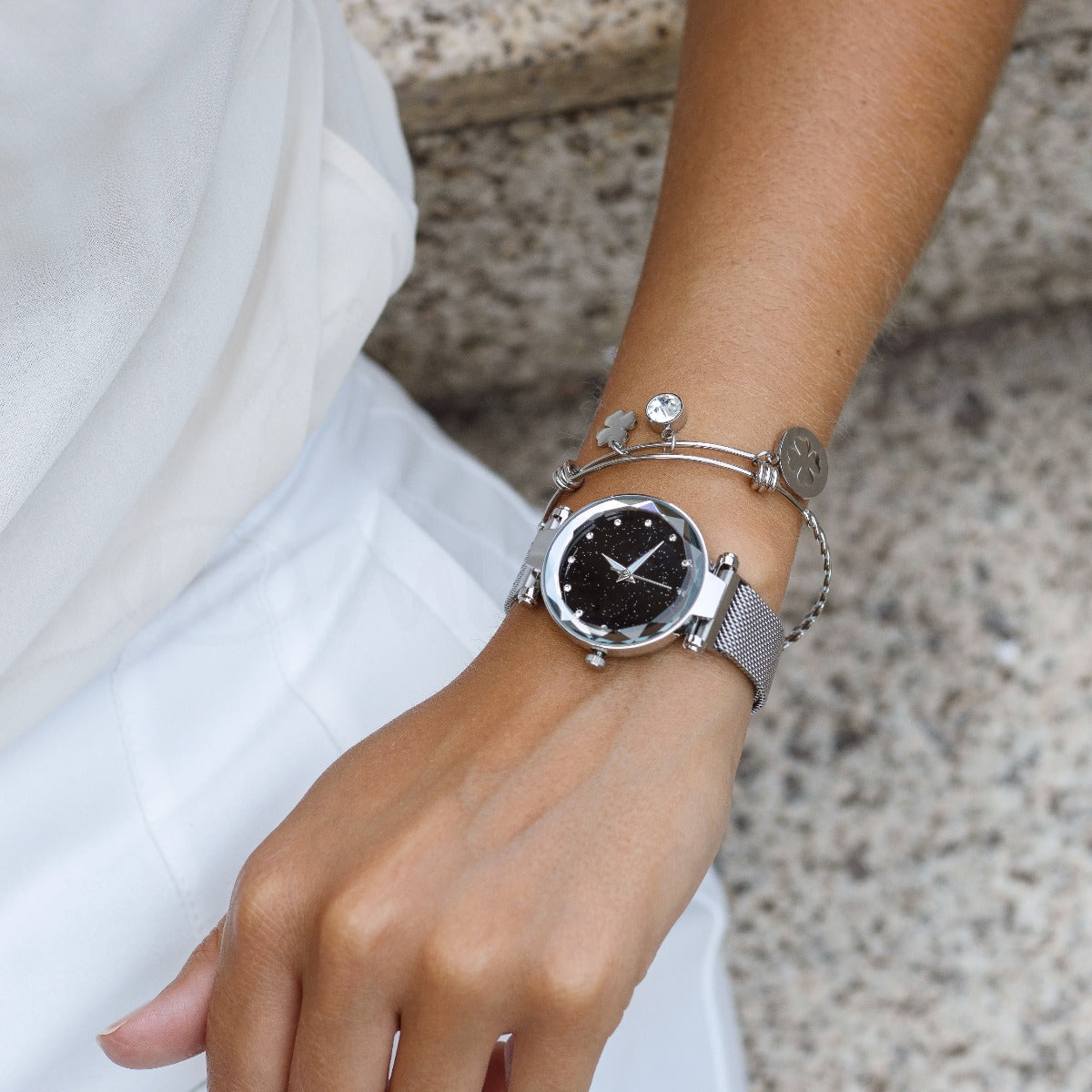 Relógio feminino allure prateado em aço