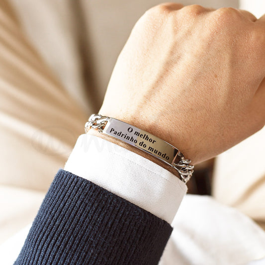 Pulseira O Melhor Padrinho do Mundo em Aço