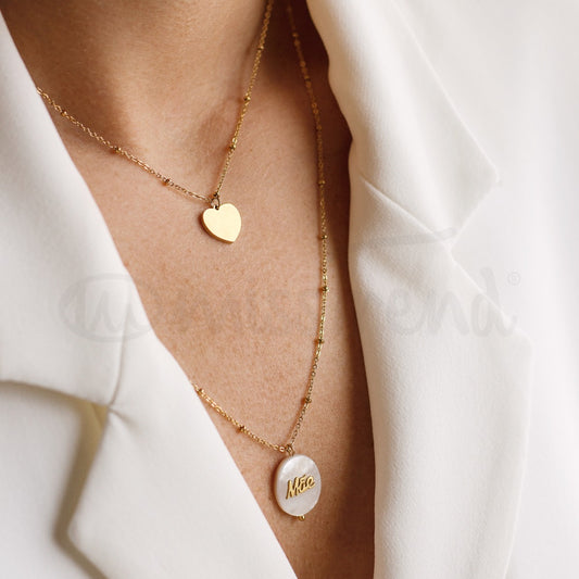 Colar Stone Mãe em aço dourado