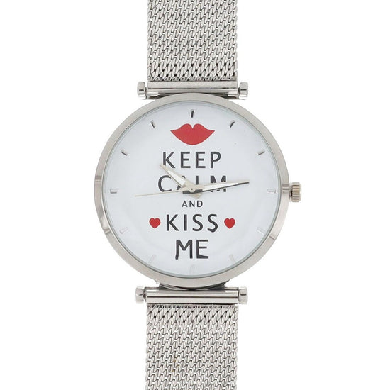 Relógio Keep Calm and Kiss Me em Aço