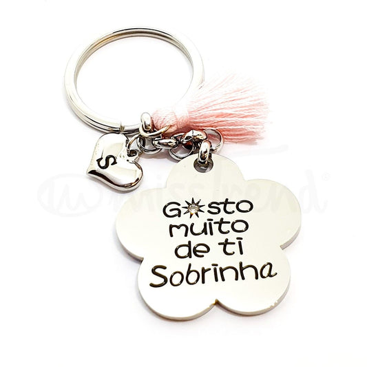 Porta chaves gosto muito de ti sobrinha em aço