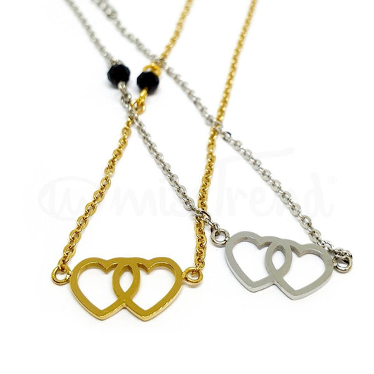 Pulseira com dois corações em aço 