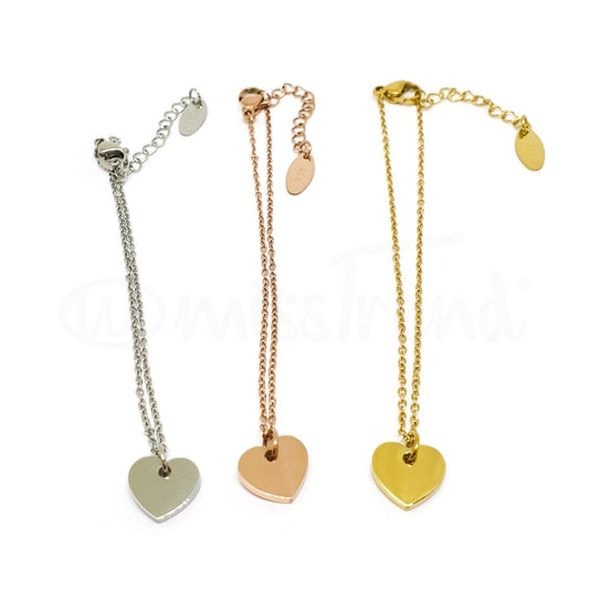 Pulseira pendente coração em aço