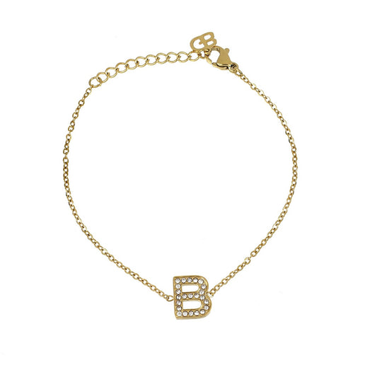 Pulseira c/Letra com zircônias em Aço