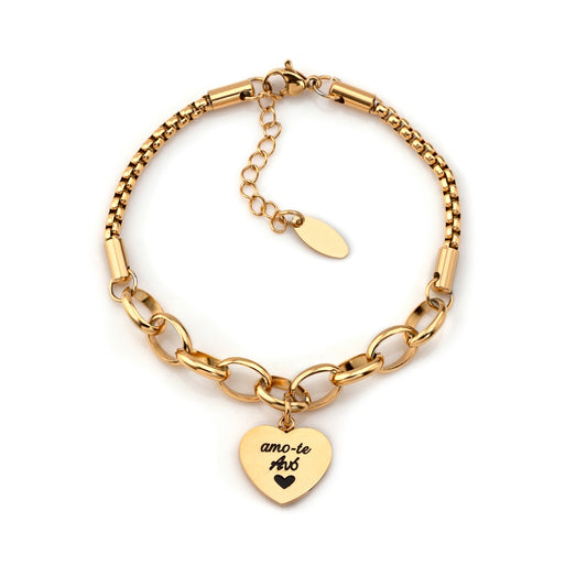 Pulseira Amo-te Avó com Coração em Aço