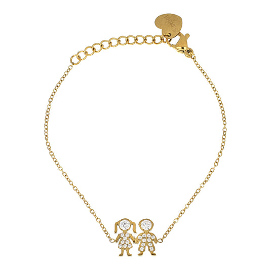 Pulseira com Pendente Casal c/Zircônias