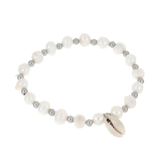 Pulseira Elástica com Pérolas com Buzio