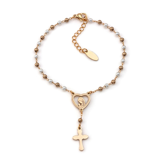 Pulseira Nossa Senhora c/Cruz em Aço