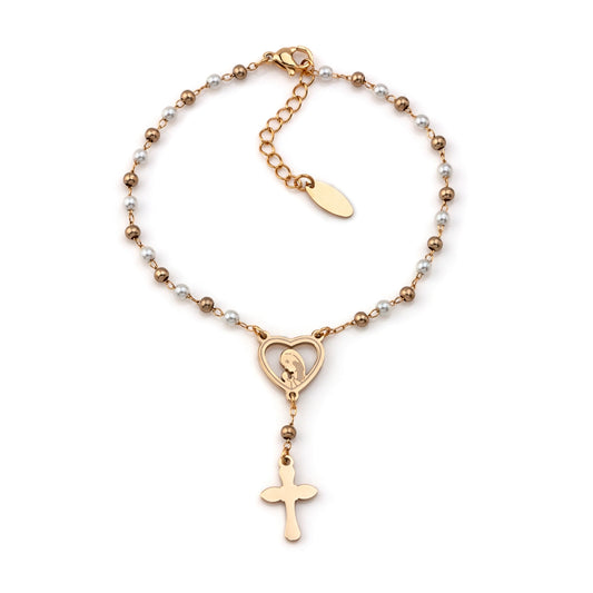 Pulseira Nossa Senhora c/Cruz em Aço
