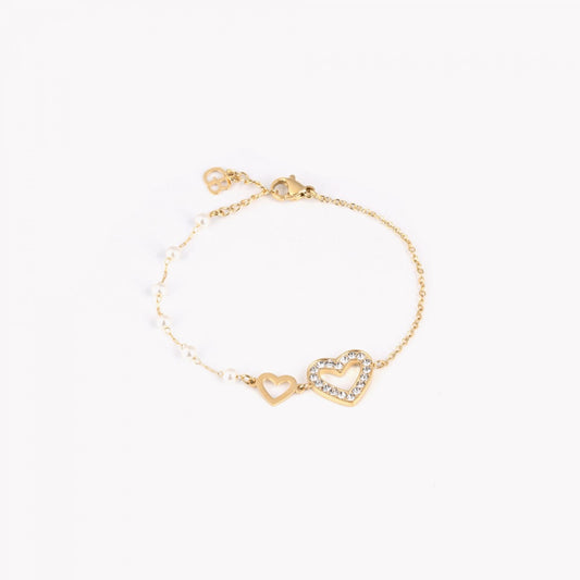 Pulseira Diamond Heart c/Zircônias em Aço
